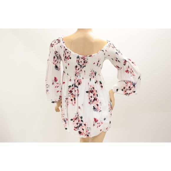 Torrid Modal Lace-Up Smocked Off Shoulder Top White Floral LS Women's 2X - Picture 3 of 9